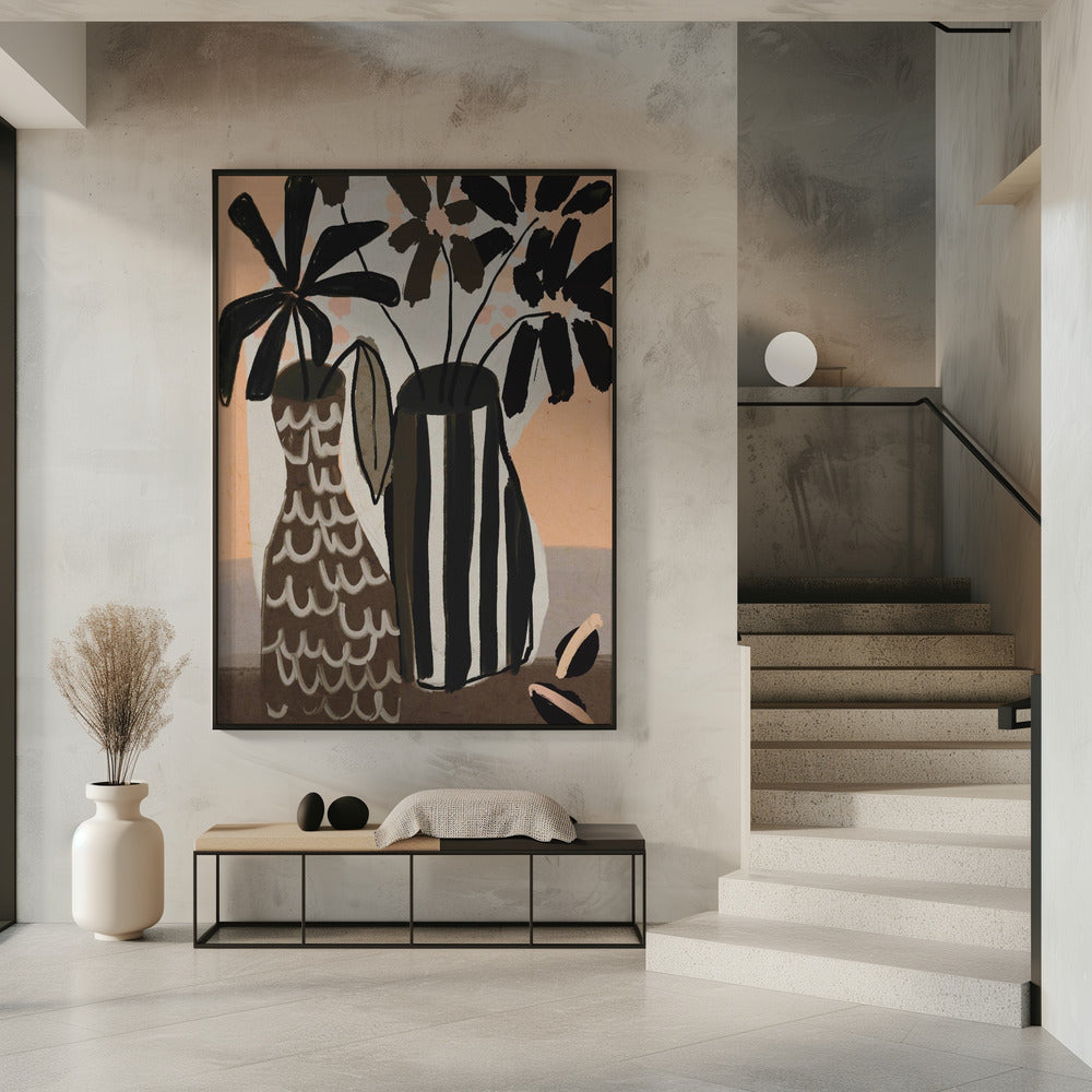 Striped Vases Bloom | Poster