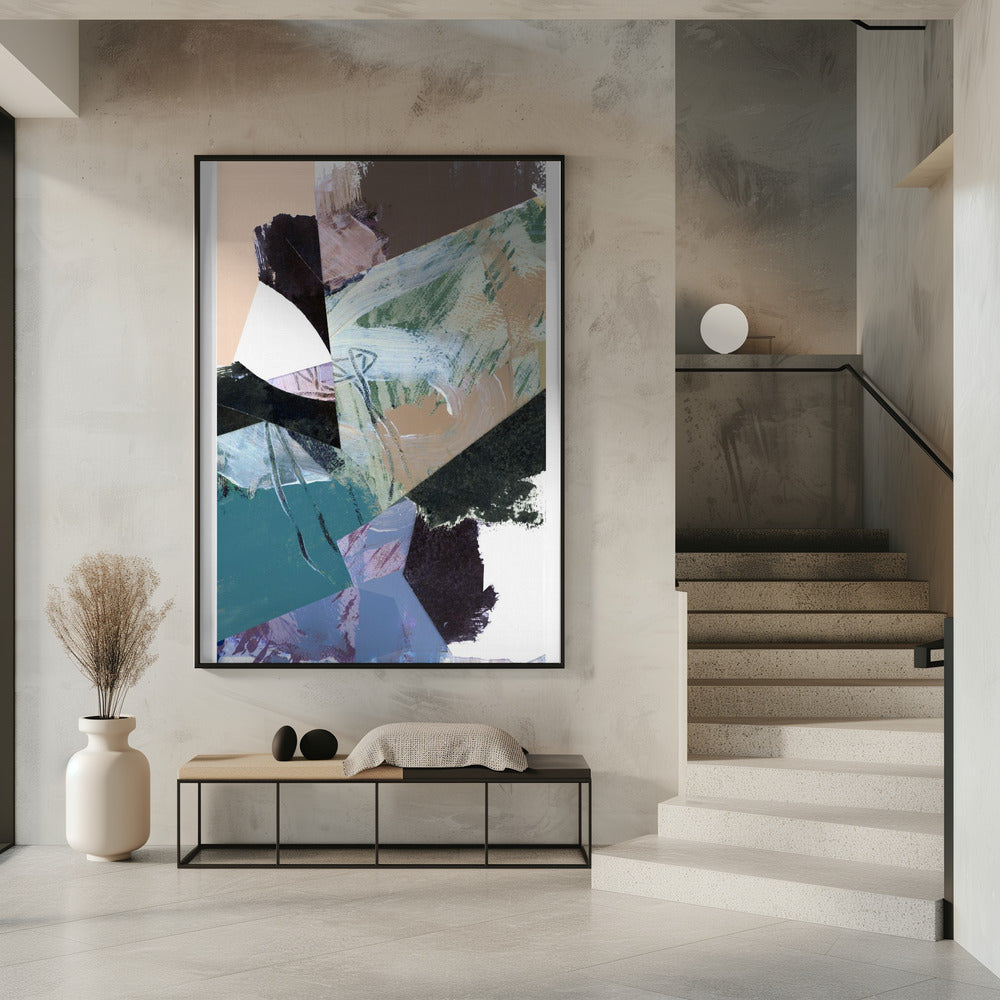 Blue Black Neutral White Abstract 2 | Poster