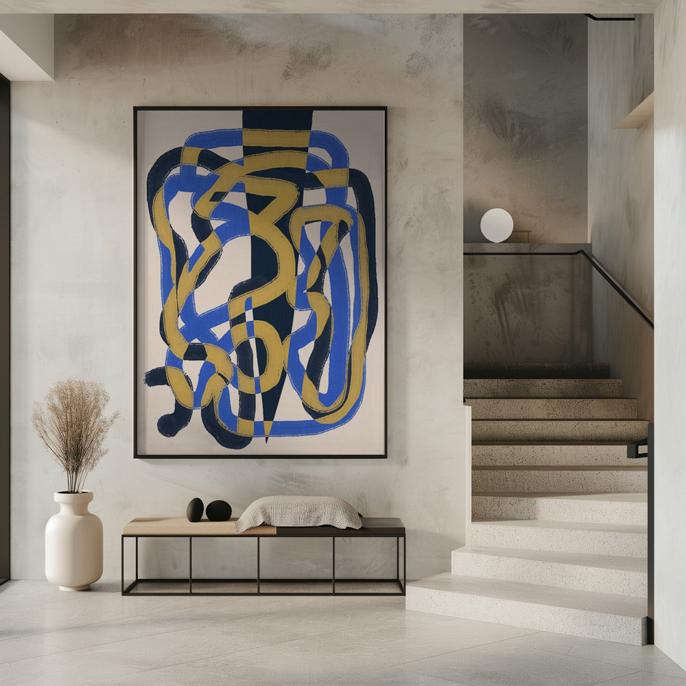 Abstract line deco blue and yellow | Poster