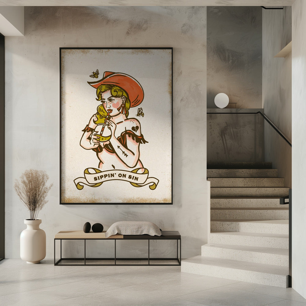 Sippin On Sin Cute &amp; Sassy Cowgirl Art | Poster