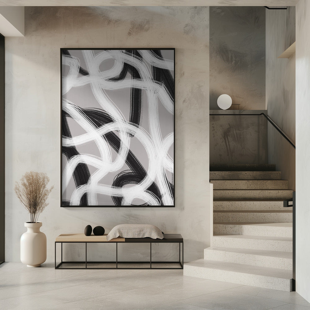 Black And White Brushstrokes | Poster
