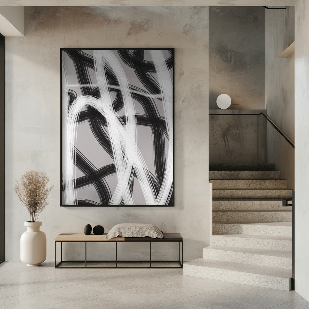 Black And White Brushstrokes | Poster