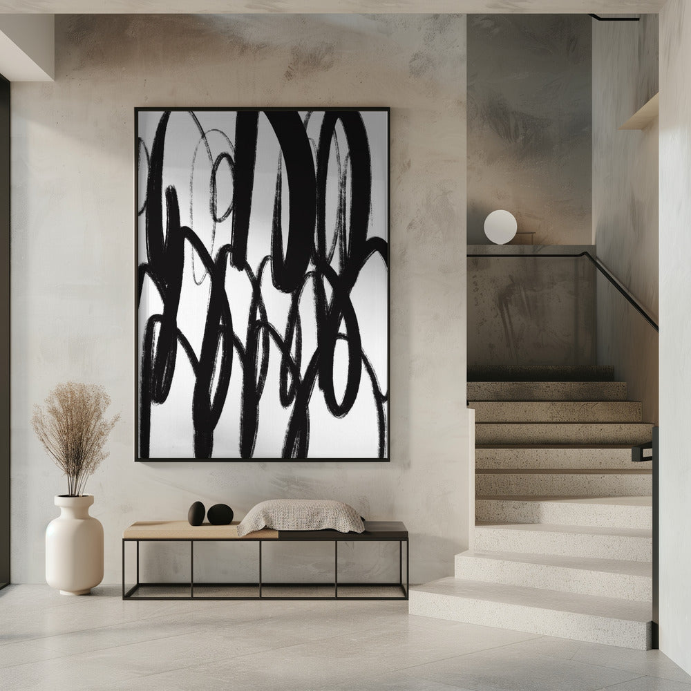 Black and White Brushstrokes | Poster
