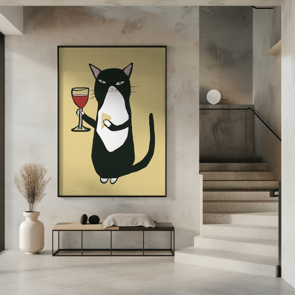 Cat with wine | Poster