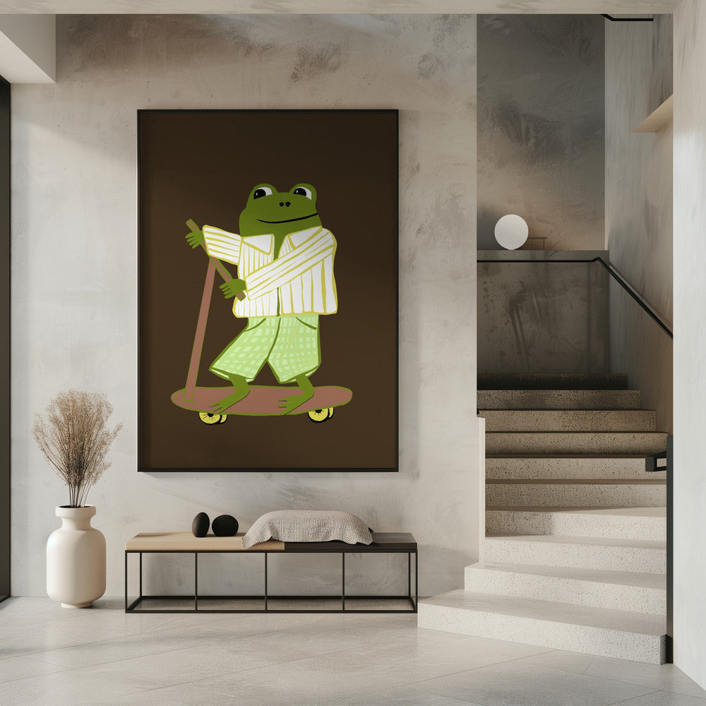 Frog on scooter | Poster
