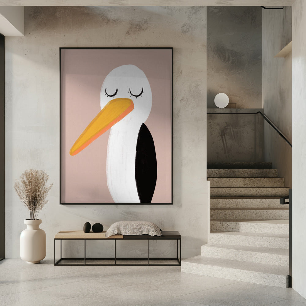 Peaceful Stork With Closed Eyes | Poster