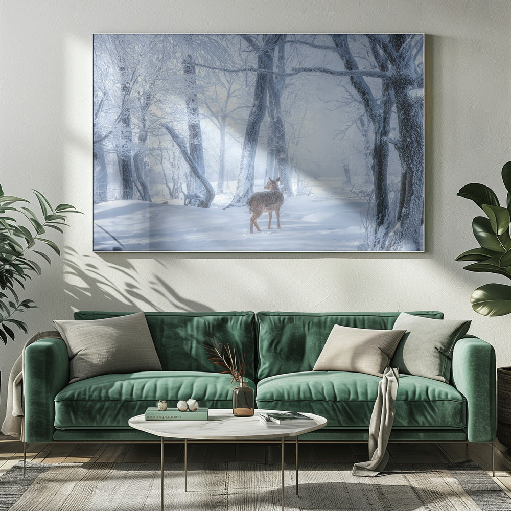 The Sika Deer in the Snowy Forest | Canvas