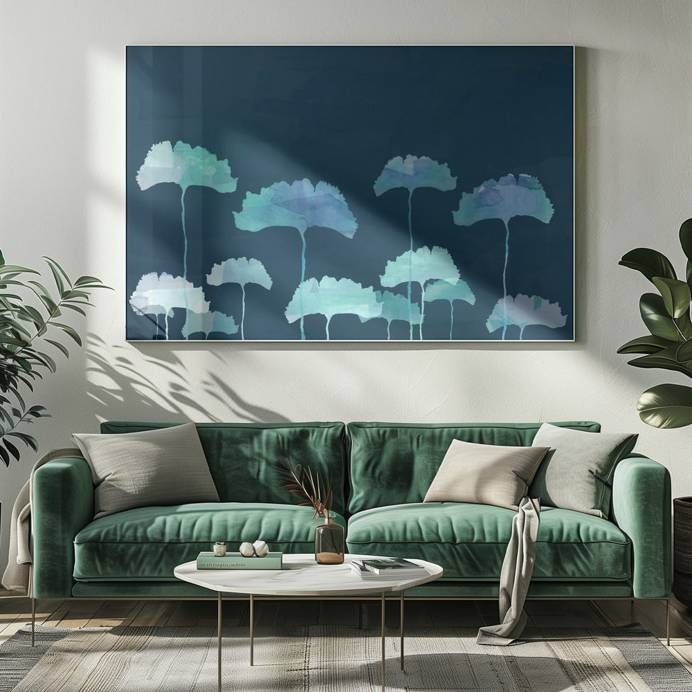 Blue Flowers Silhouette | Canvas