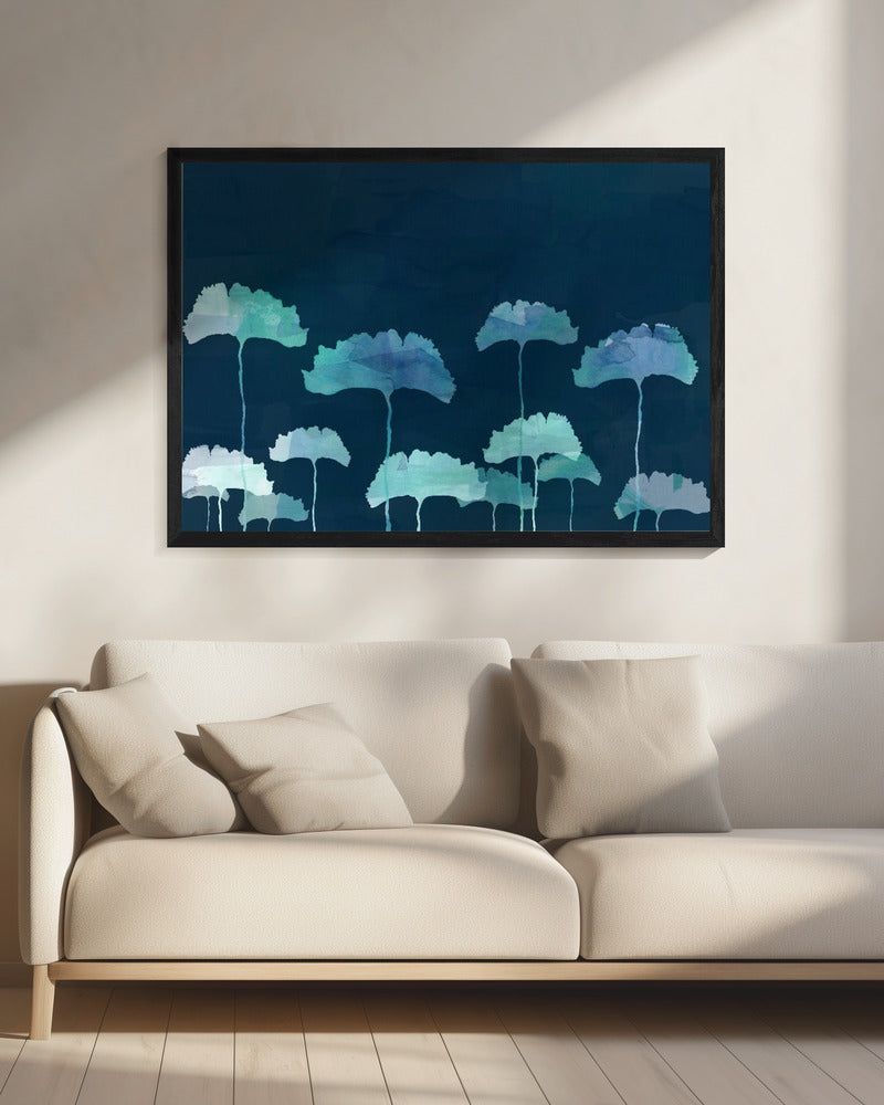 Blue Flowers Silhouette | Canvas