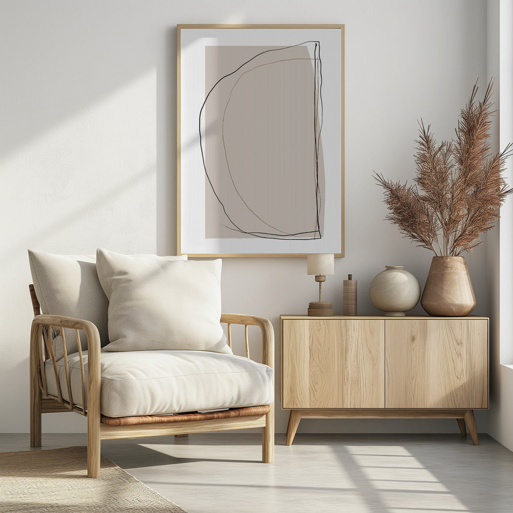 Elegant Line Art On A Neutral Beige Background | Poster