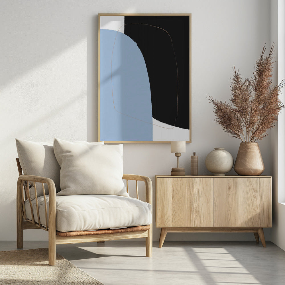 Overlapping Black And Blue Shapes | Poster