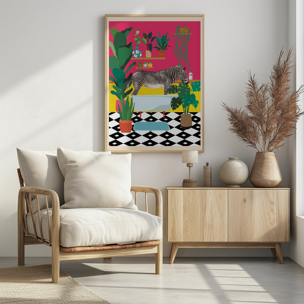 Zebra Bathtime | Poster