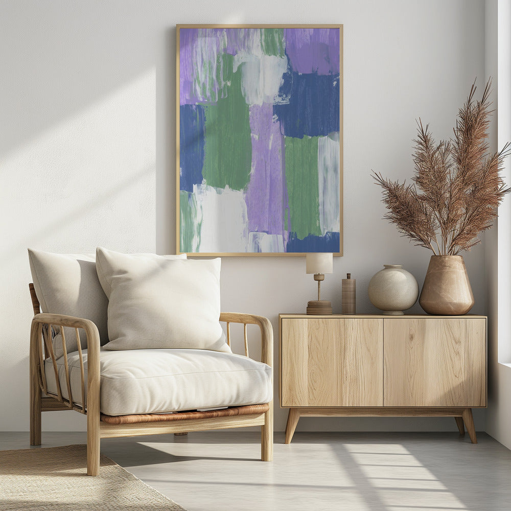 Bold Brushstrokes in Lavender Green and Blue Hues | Poster