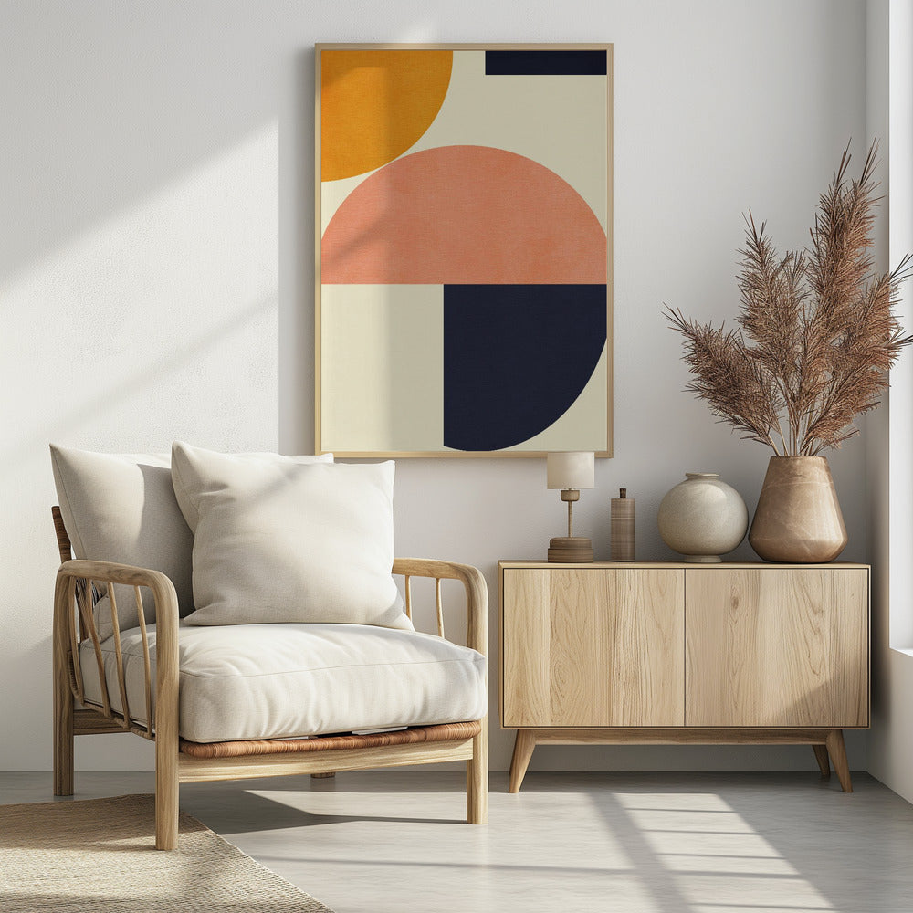 Rainbow Plus Shapes  Blue Mustard2 | Poster