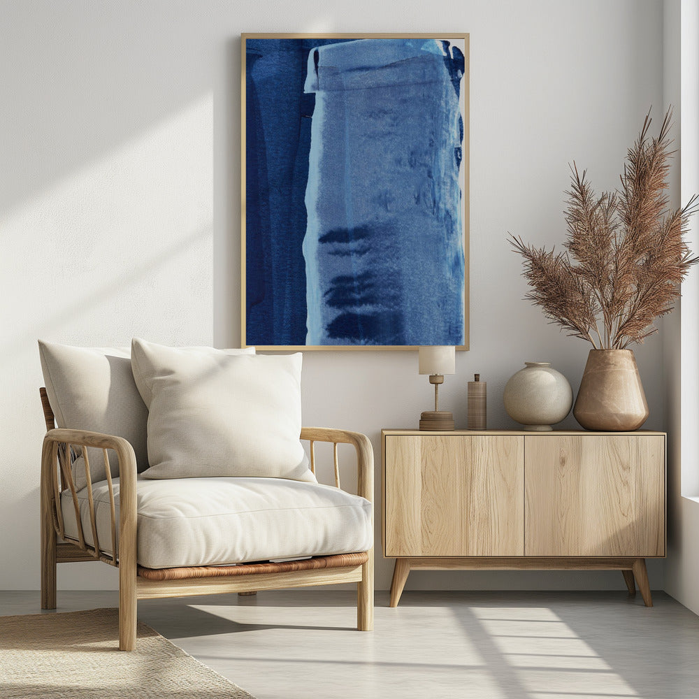 Blue Texture Flowing Vertical Lines | Poster