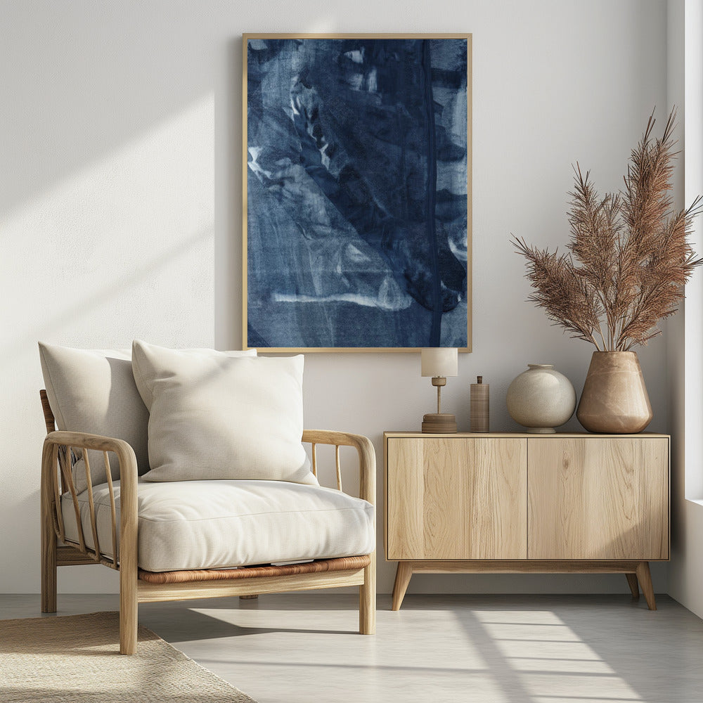 Blue Texture Flowing Vertical Lines | Poster