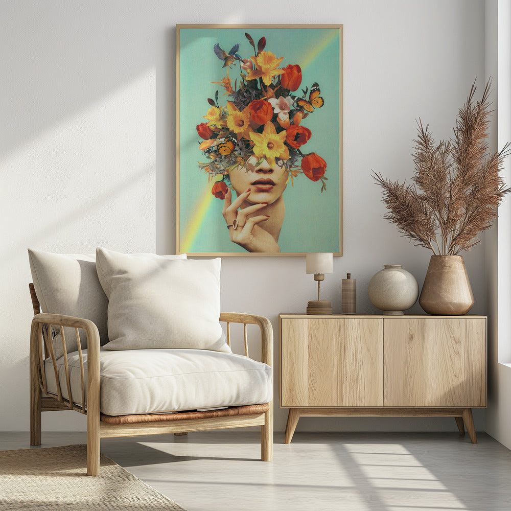 Baby&#039;s in bloom - Rainbow, flowers, birds &amp; butterflies | Poster
