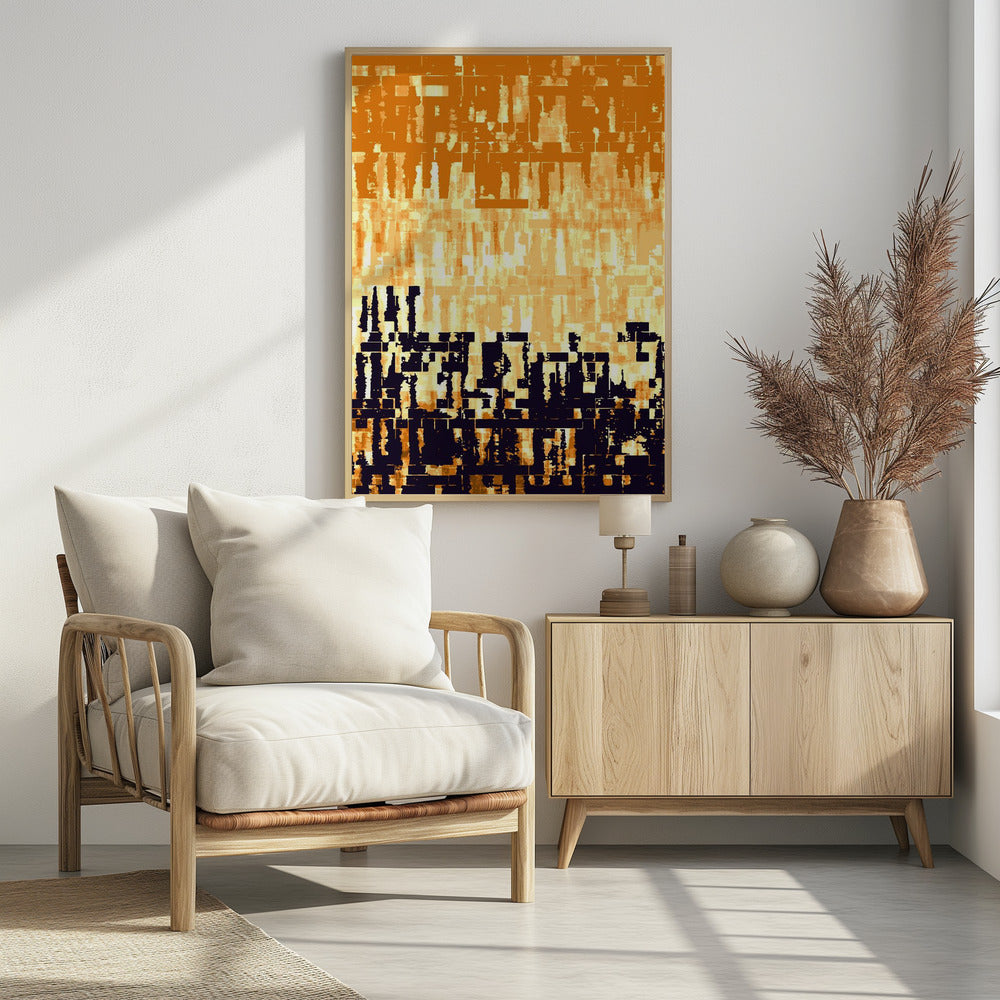 Orange and Black Color Palette with Pixelated Textures | Poster