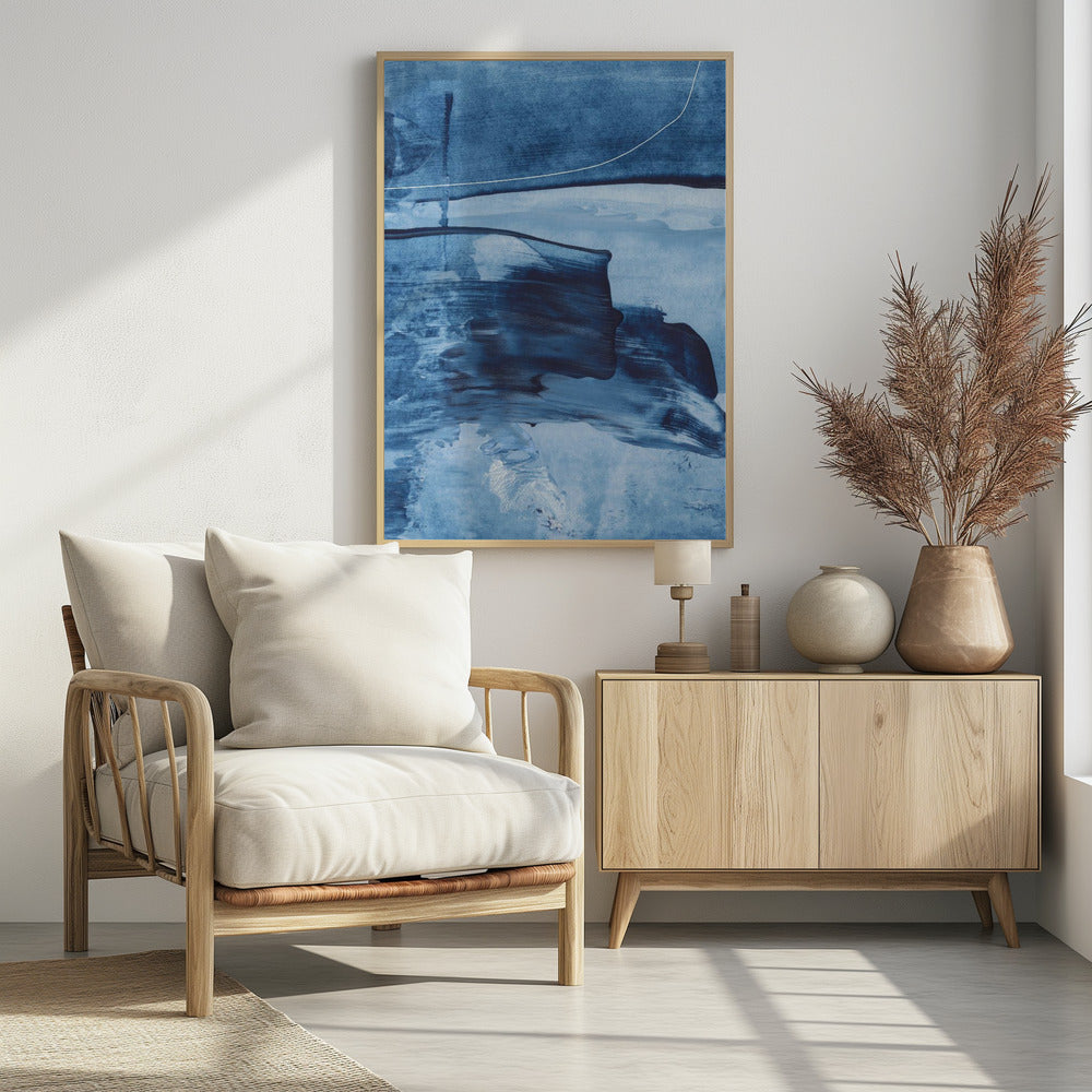 Dynamic Blue Hues And Fluid Brushstrokes | Poster