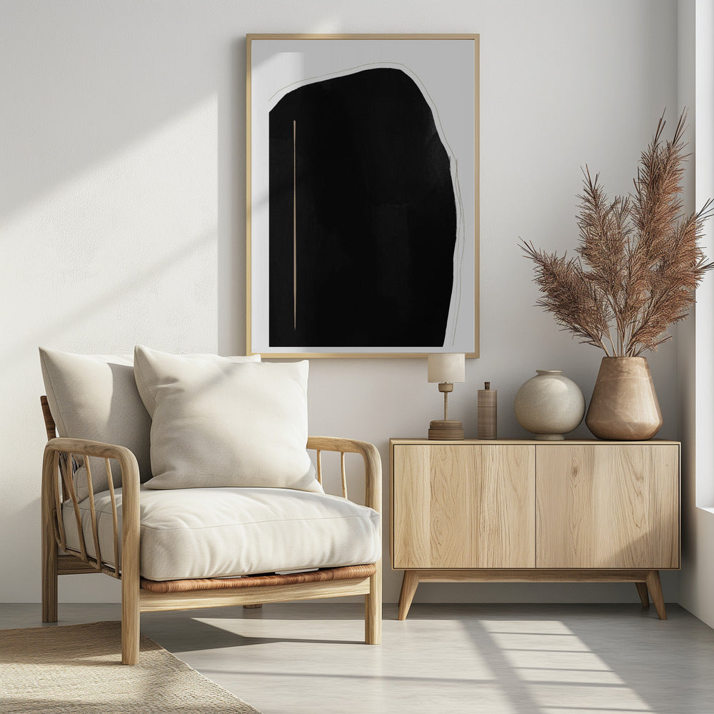 Irregular Black Shape With A Thin Vertical Line | Poster