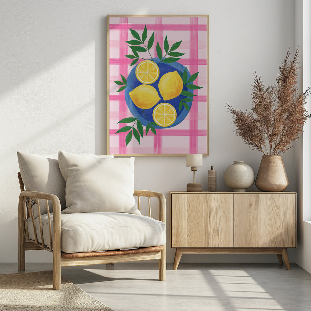 Lemons on a Blue Plate | Poster