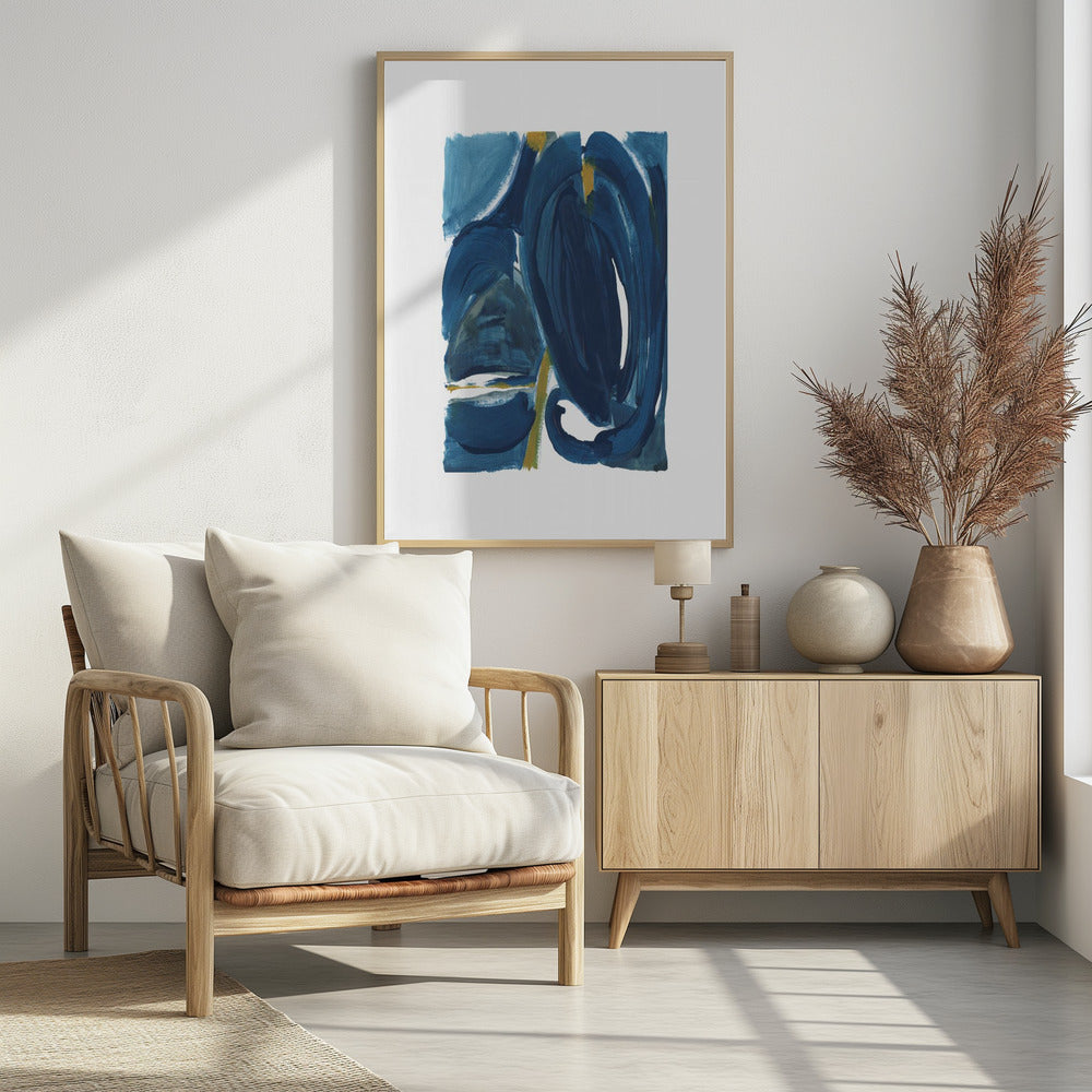 Navy Gold Abstract 1 | Poster