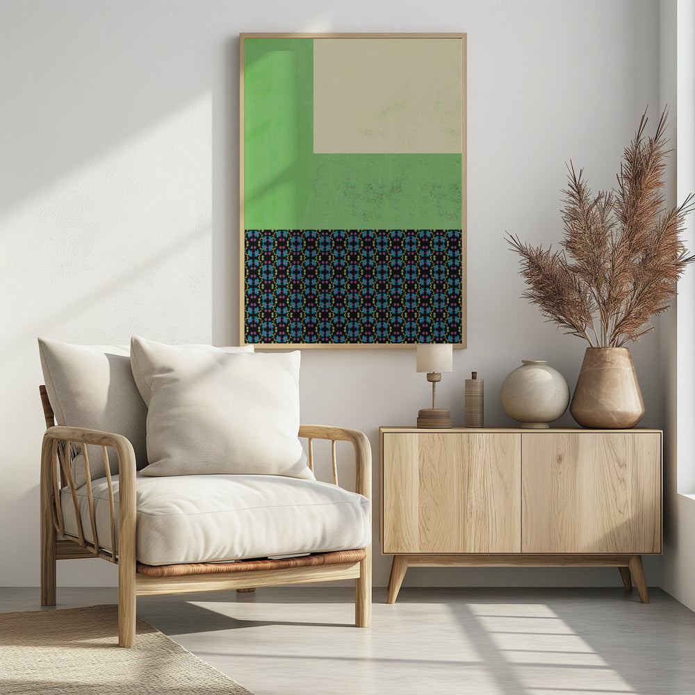 Pastel green and nyonya pattern collage | Poster