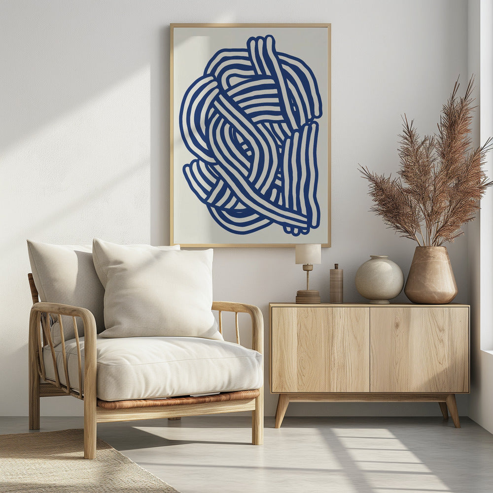 Line art organic shape in blue | Poster