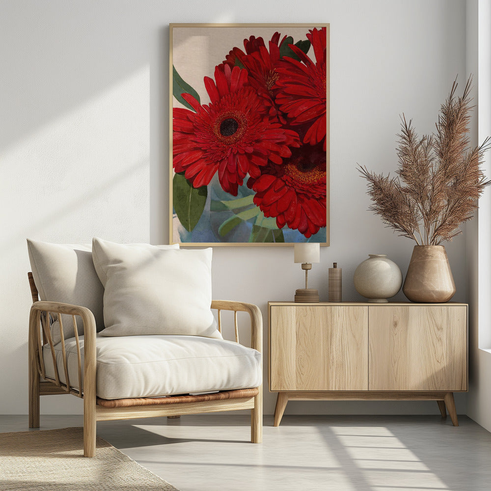 Red Gerbera Daisy Detail 3 | Poster