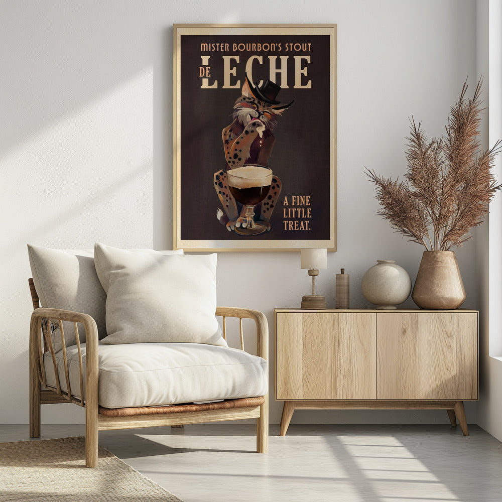 Bourbon De Leche Guinness Style Cat Art | Poster