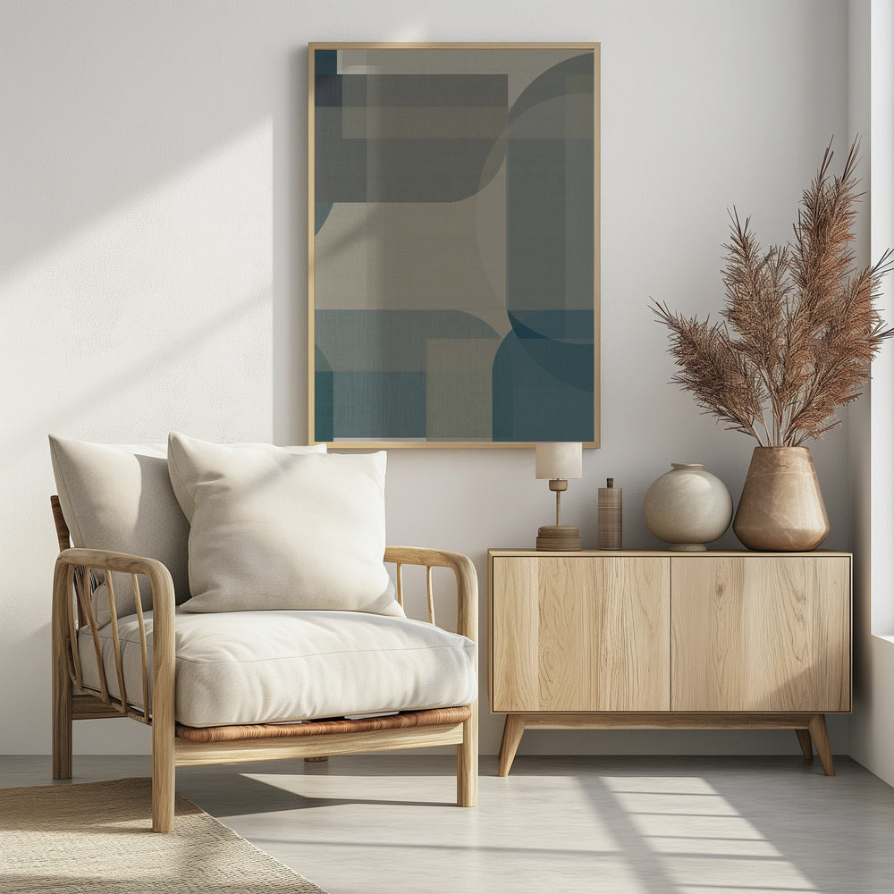 Woven Blue and Neutral Abstract Layers 1 | Poster