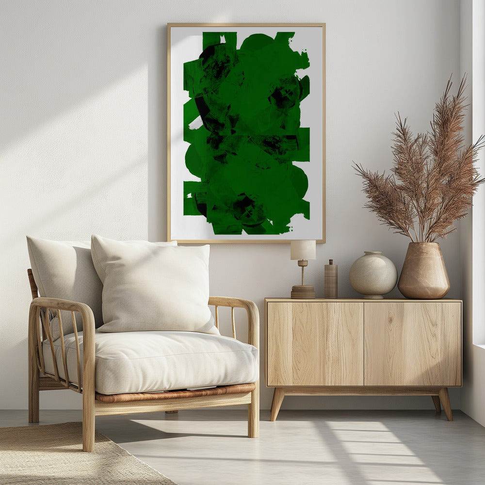 Green and Black Abstract Composition No.1 | Poster