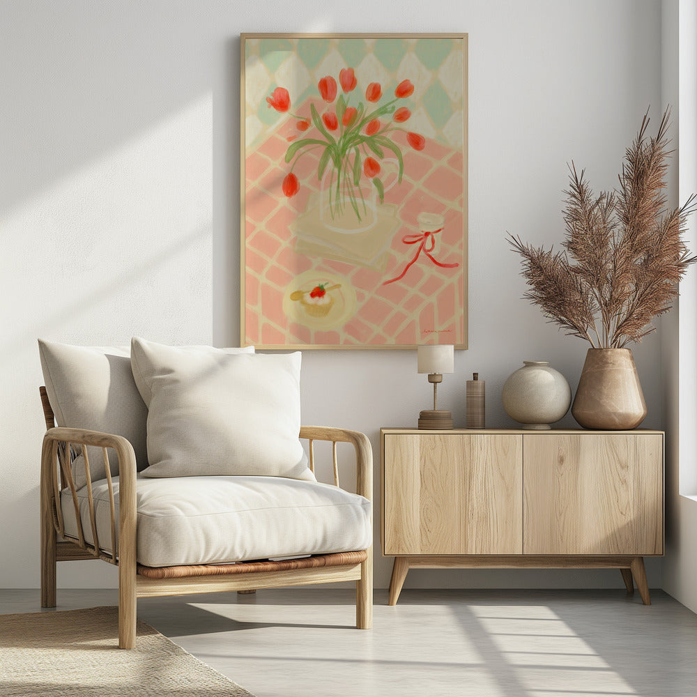 Red Tulips Summer Picnic | Poster