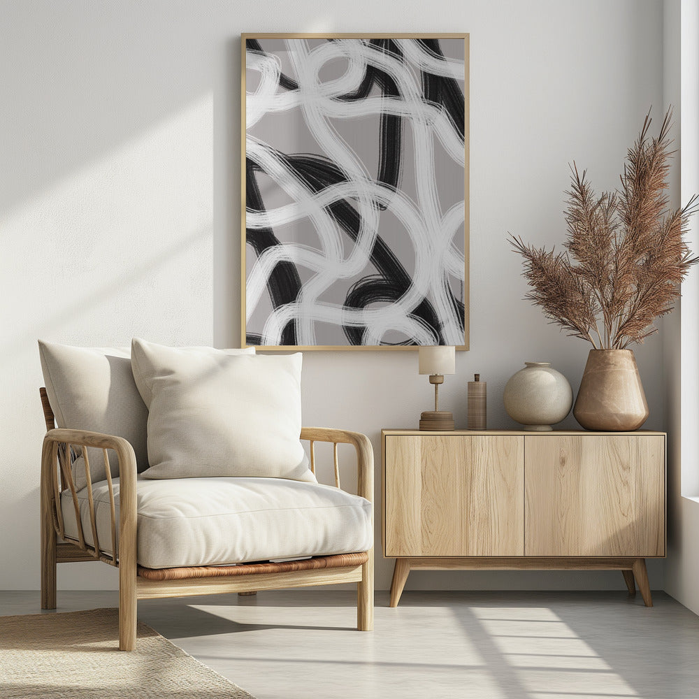 Black And White Brushstrokes | Poster