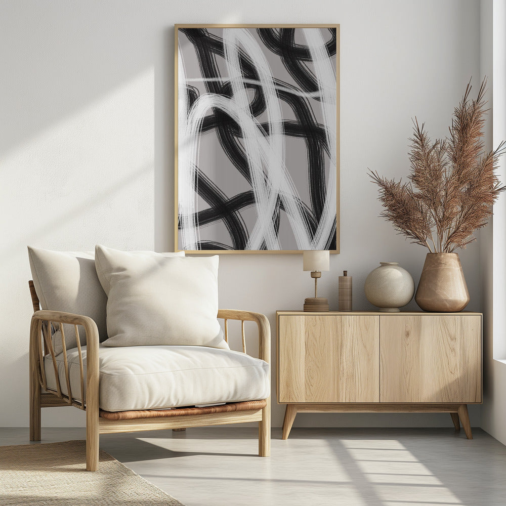 Black And White Brushstrokes | Poster