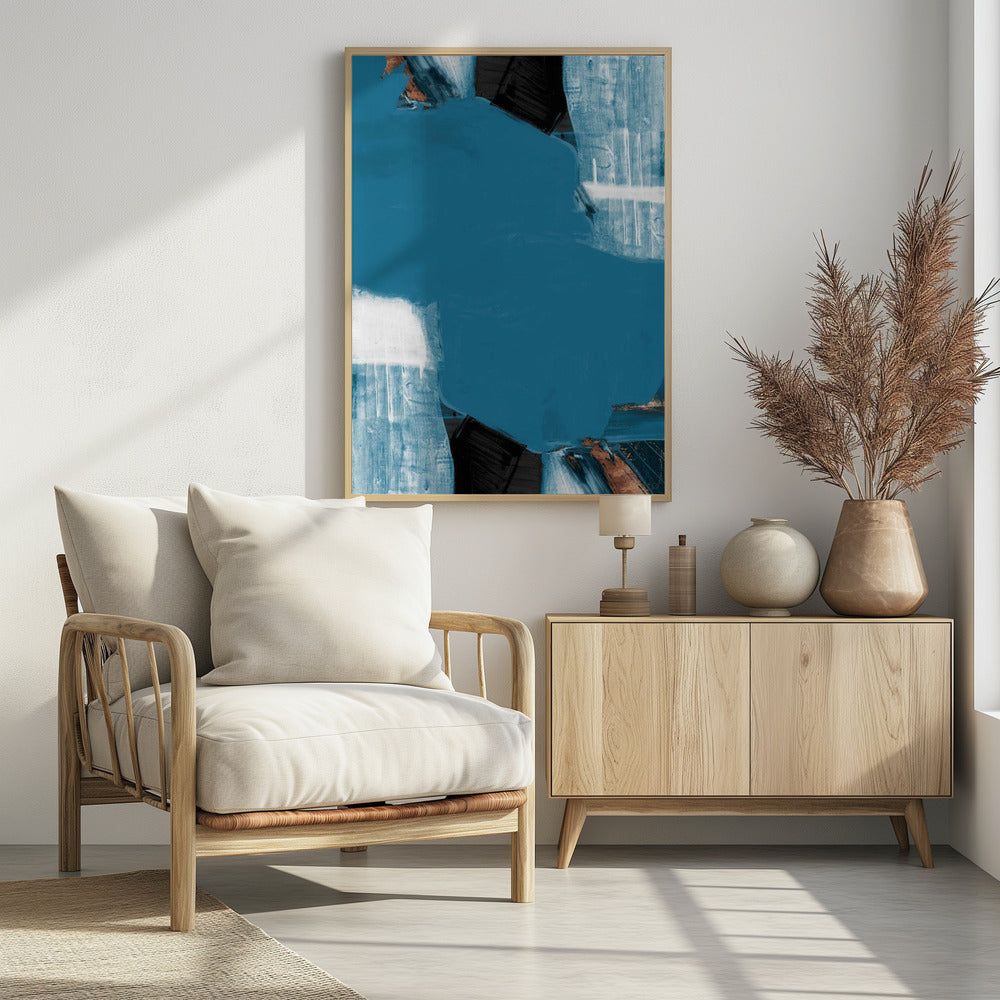Teal Gold Shapes 1 | Poster