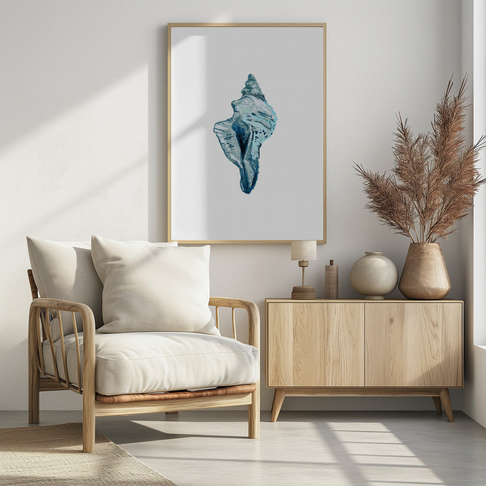 Blue Seashell On White Background No4 | Poster