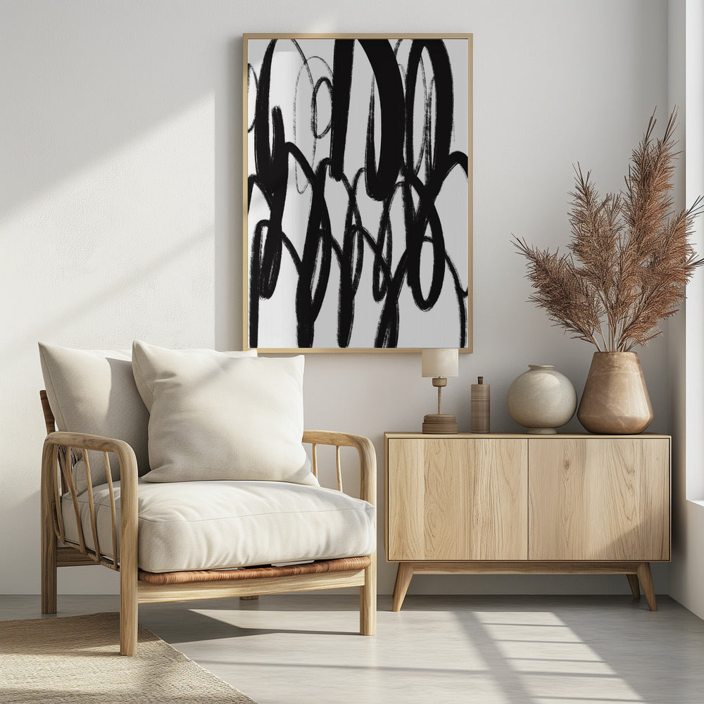 Black and White Brushstrokes | Poster