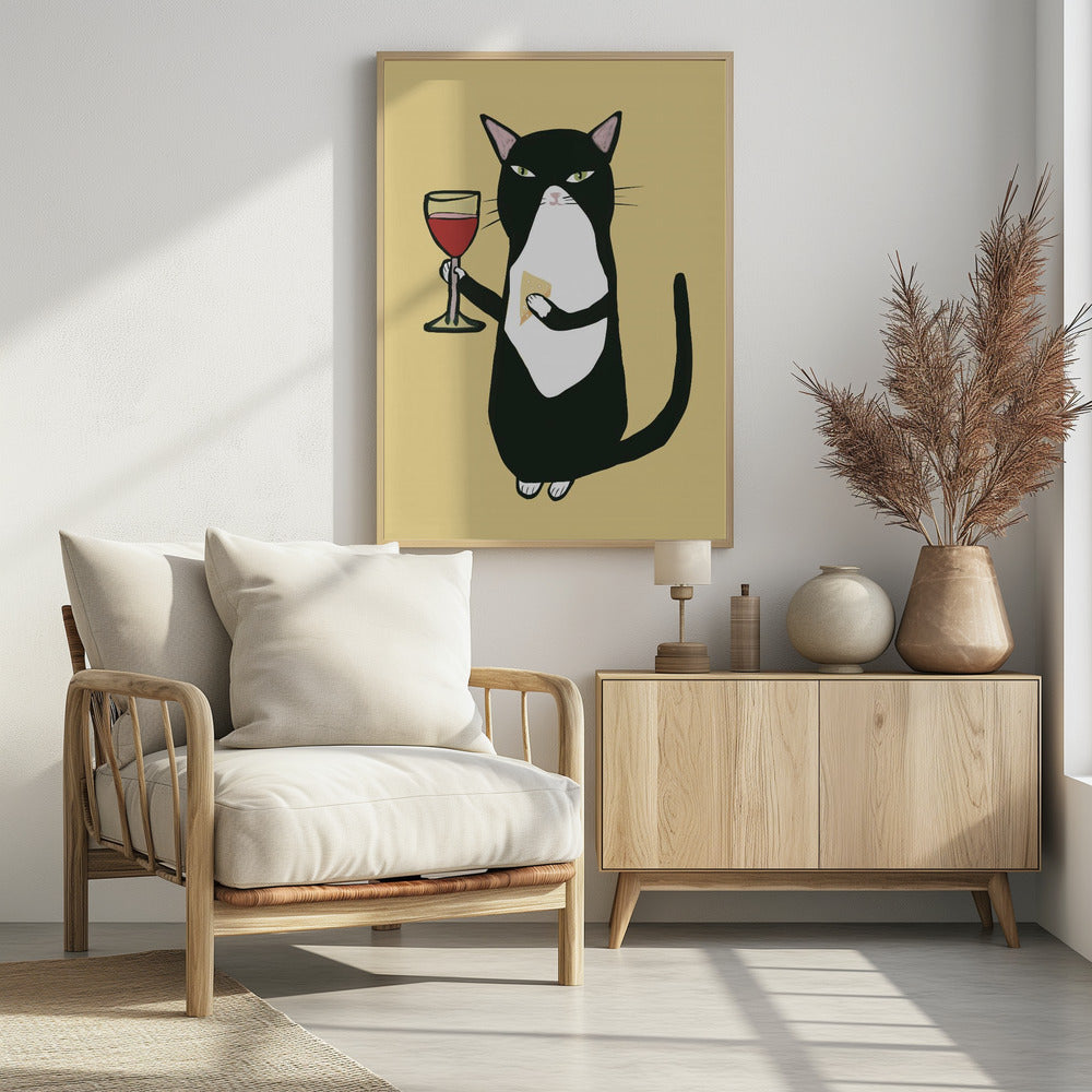 Cat with wine | Poster