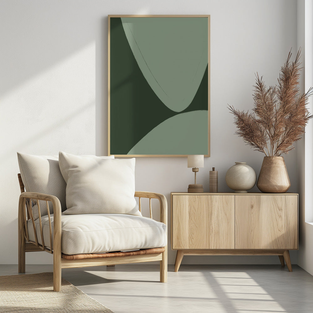 Green Curved Shapes | Poster