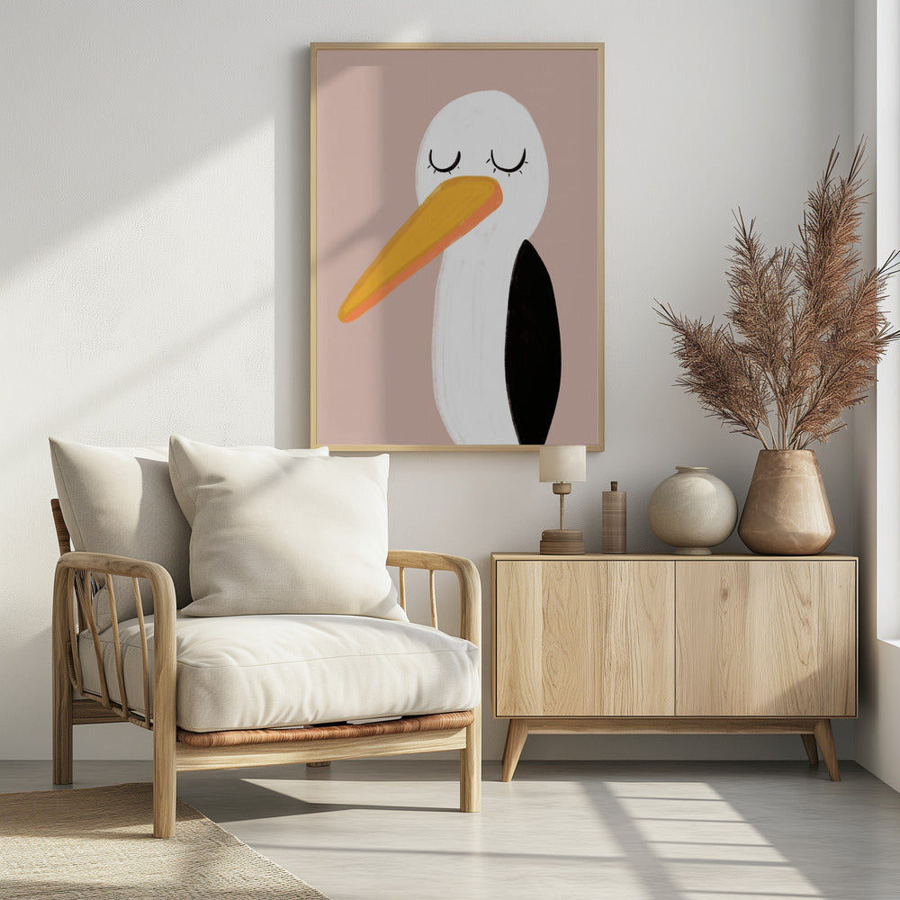Peaceful Stork With Closed Eyes | Poster