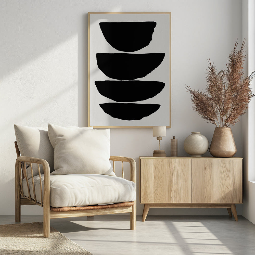Minimalist Black Abstract Ellipses | Poster