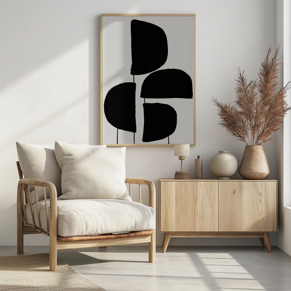 Minimalist Black Abstract Forms | Poster