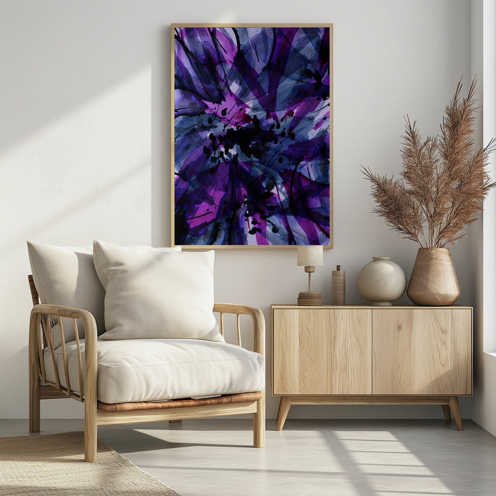Dynamic Purple And Black Brushstrokes | Poster