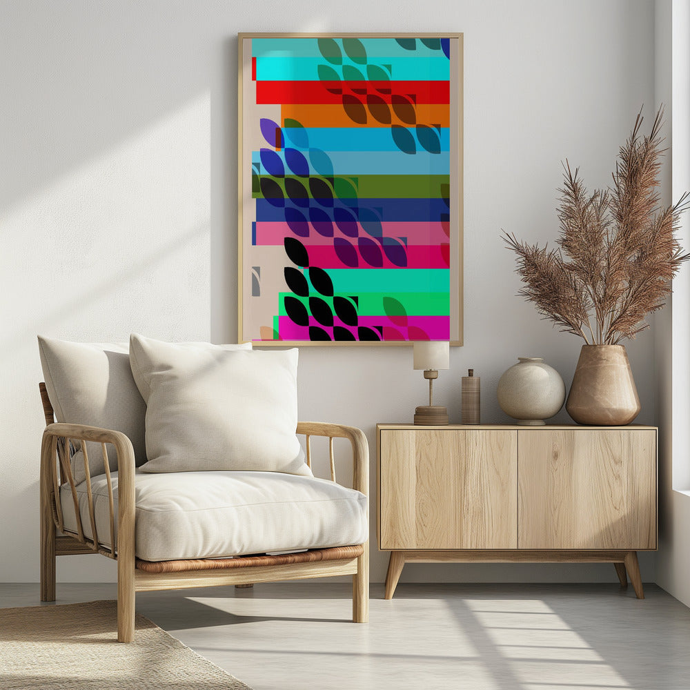 Vibrant Geometric Shapes And Leaf Patterns | Poster
