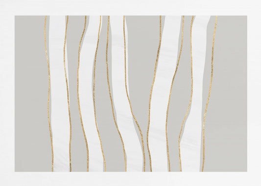Gold And White Golden Waves | Poster