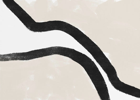 Black Curves On A Textured Beige Background | Poster