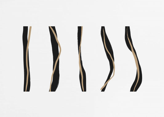 Black And Beige Wavy Lines On A White Background | Poster