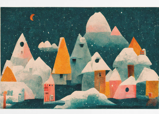 Winter Night Village | Poster