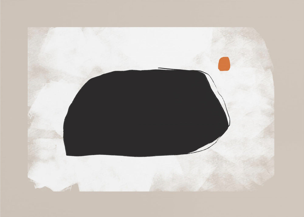 Black Shape On A Textured Beige Background | Poster